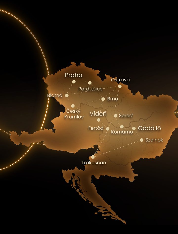 Mapa Európy s trinástimi svetelnými parkami